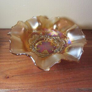 Dugan carnival glass bowl marigold lusterware vintage (W4856)